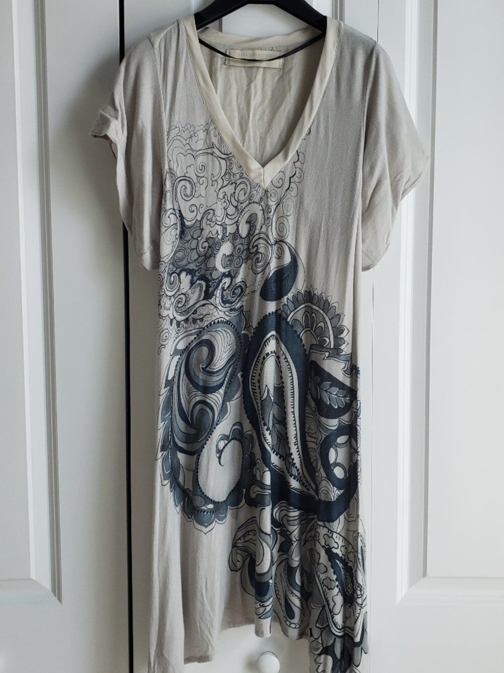 zara light grey and blue dress short sleeves